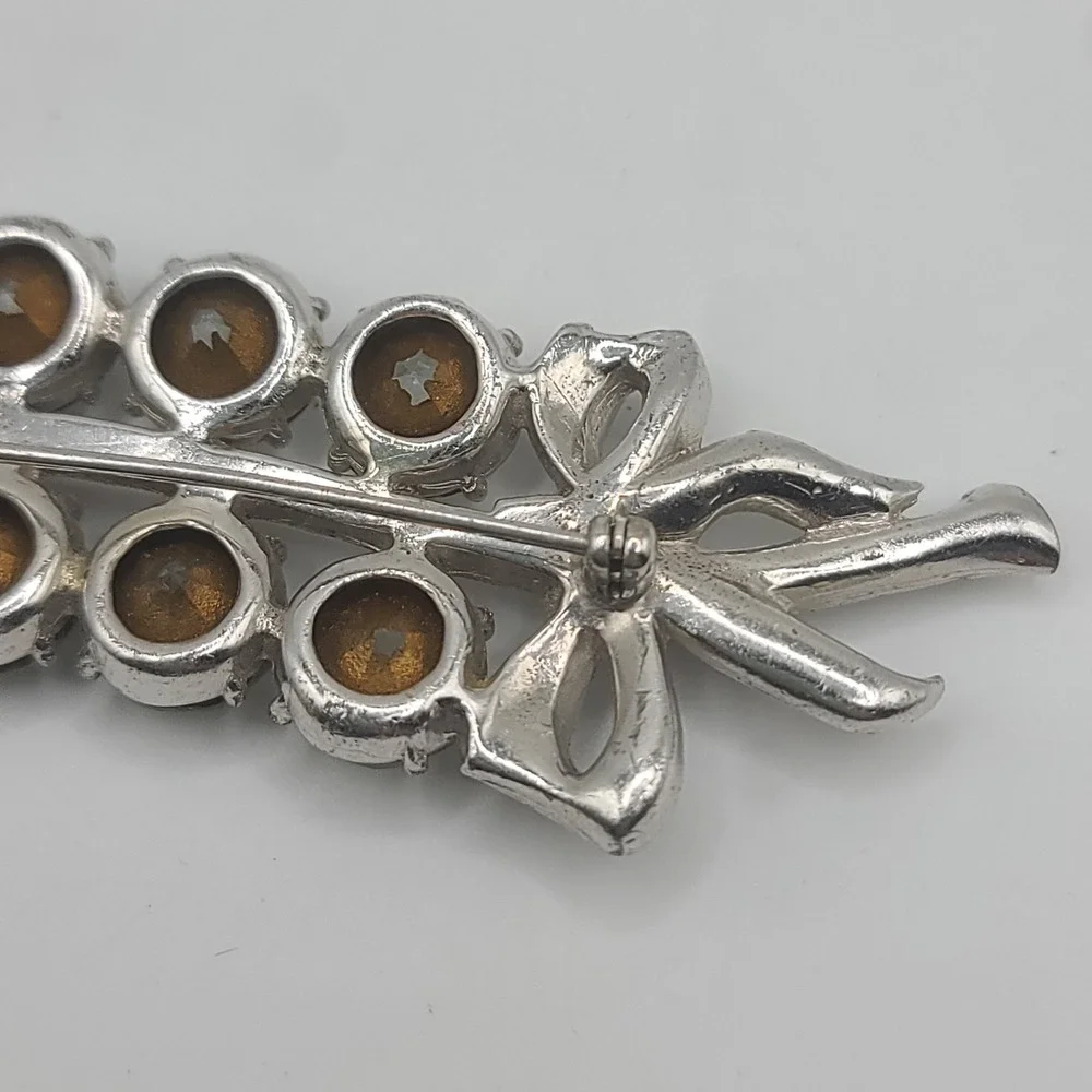 Vintage Rhinestone Brooch Silver Tone Large‎ Heavy - Picture 11 of 13